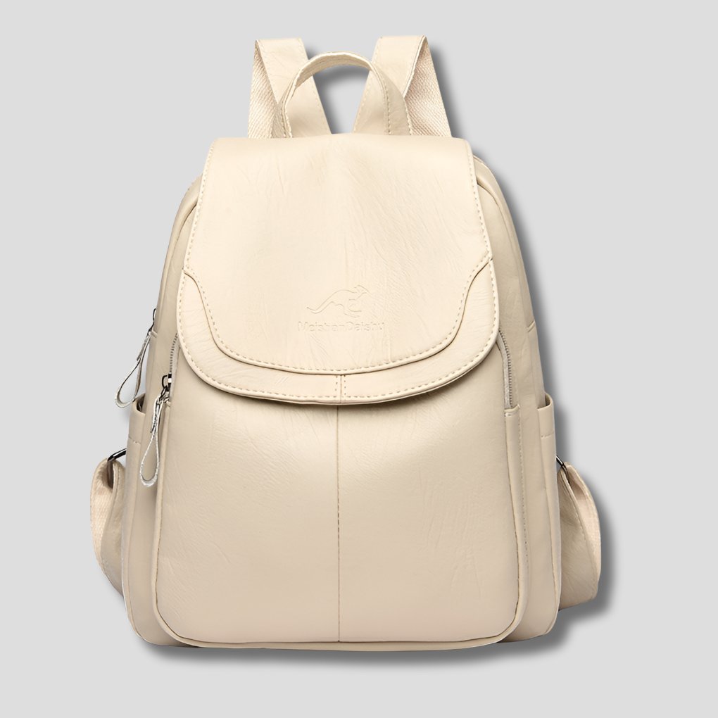 Women's Anti-Theft Leather Backpack | Scallop Flap City Bag Lifestyle