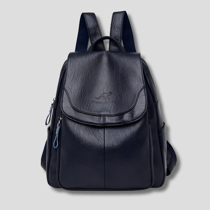 Women's Anti-Theft Leather Backpack | Scallop Flap City Bag Side