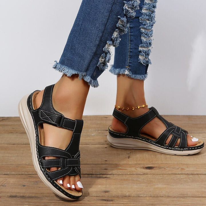 Women's Arch Support Walking Sandals with Woven Toe Straps Back