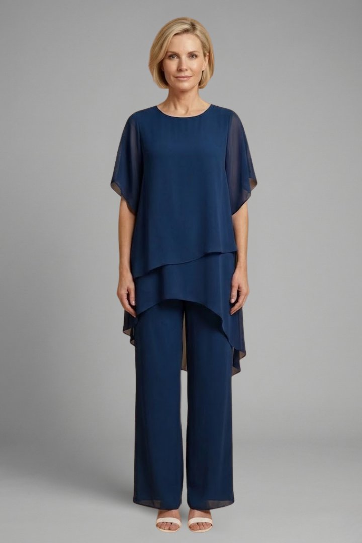 Women's Asymmetric Top | Wide Leg Trouser Set Two Piece Close Up