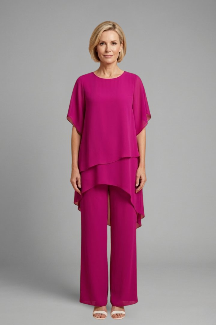 Women's Asymmetric Top | Wide Leg Trouser Set Two Piece Front