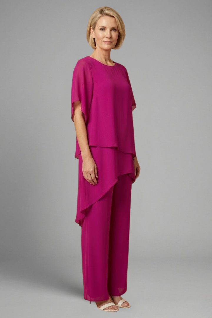 Women's Asymmetric Top | Wide Leg Trouser Set Two Piece Side