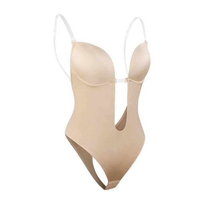 Women's Backless Body Shaper | Deep Plunge Slimming Shapewear Close Up
