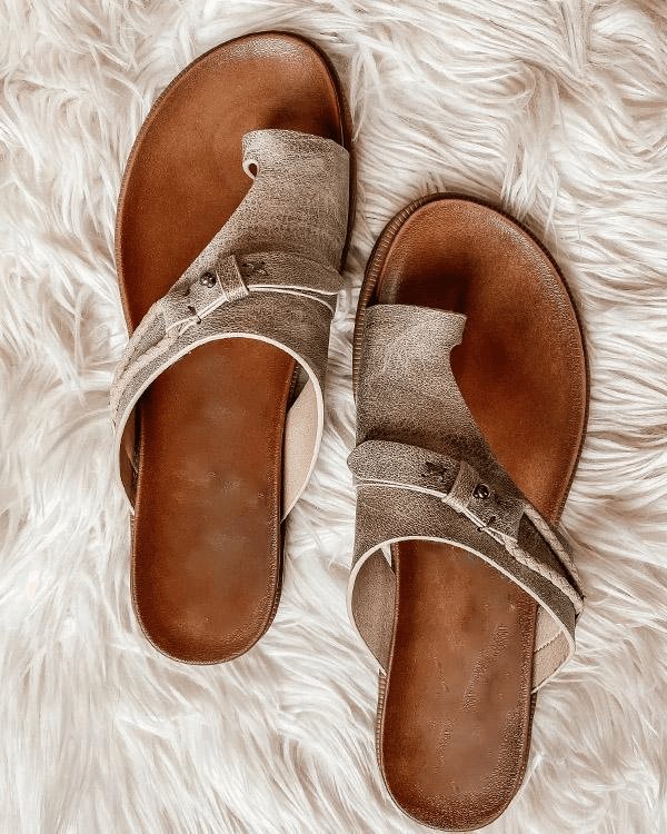 Women's Barefoot Flat Sandals with Toe Ring Strap Side