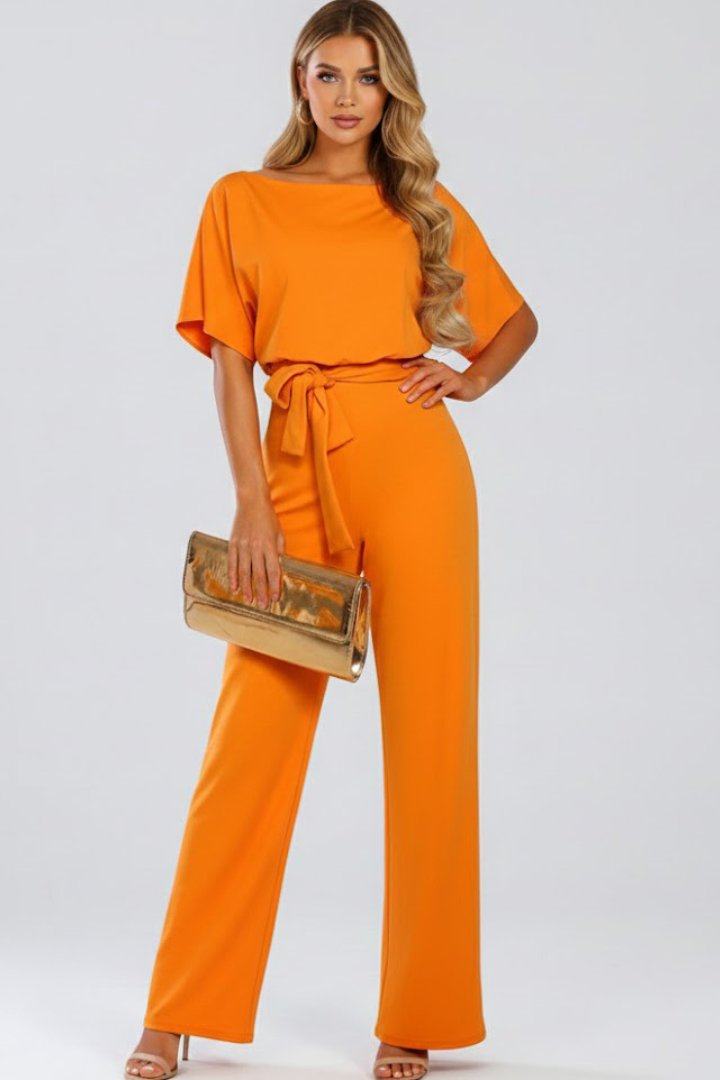 Women's Batwing Sleeve Jumpsuit | Belted Wide Leg Full Length Lifestyle
