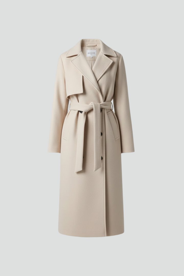 Women's Belted Double-Breasted Long Coat | Storm Flap Pocket Hero