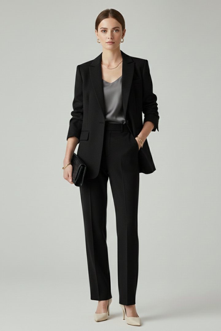Women's Blazer Set | Longline Single-Button Straight-Leg Trousers Lifestyle