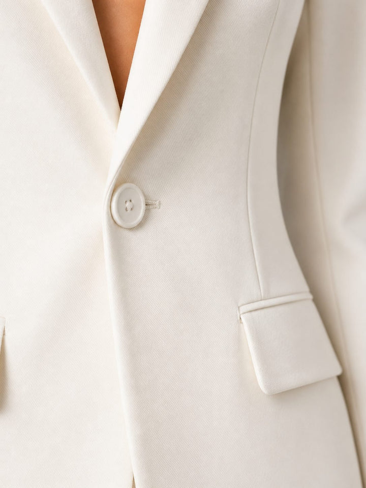 Women's Blazer Wide-Leg Trouser Set | Tailored with Deep Plunge Lapel Detail