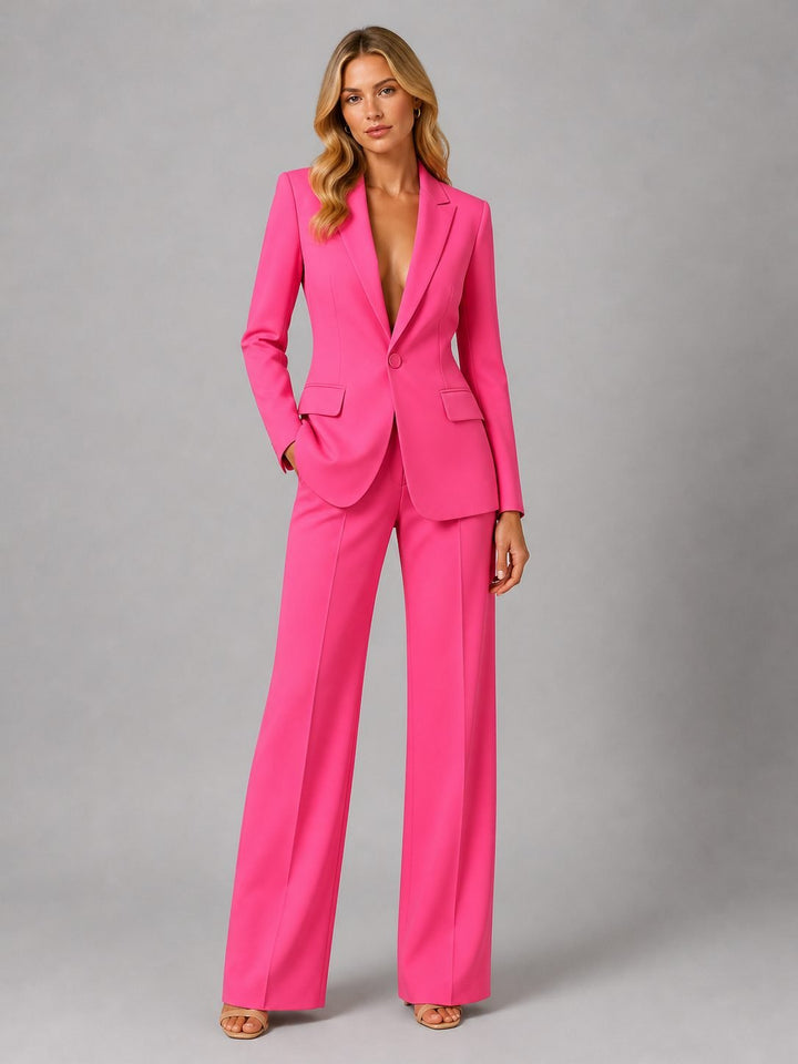 Women's Blazer Wide-Leg Trouser Set | Tailored with Deep Plunge Lapel Lifestyle