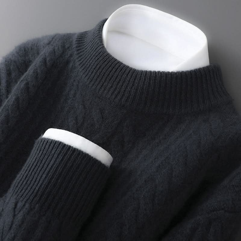 Women's Cable Knit Crew Neck Sweater | Lightweight Warm Classic Fit Close Up