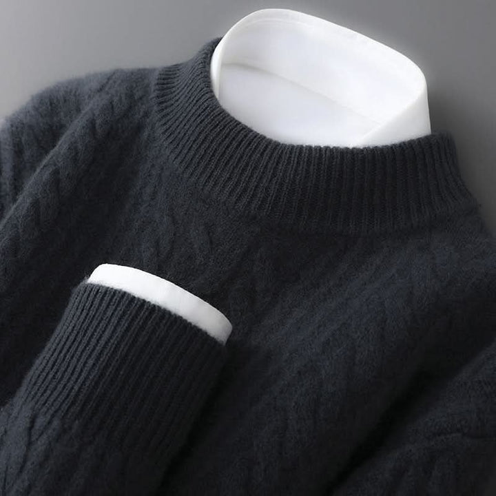Women's Cable Knit Crew Neck Sweater | Lightweight Warm Classic Fit Close Up