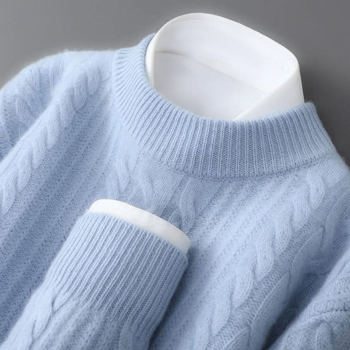 Women's Cable Knit Crew Neck Sweater | Lightweight Warm Classic Fit Detail