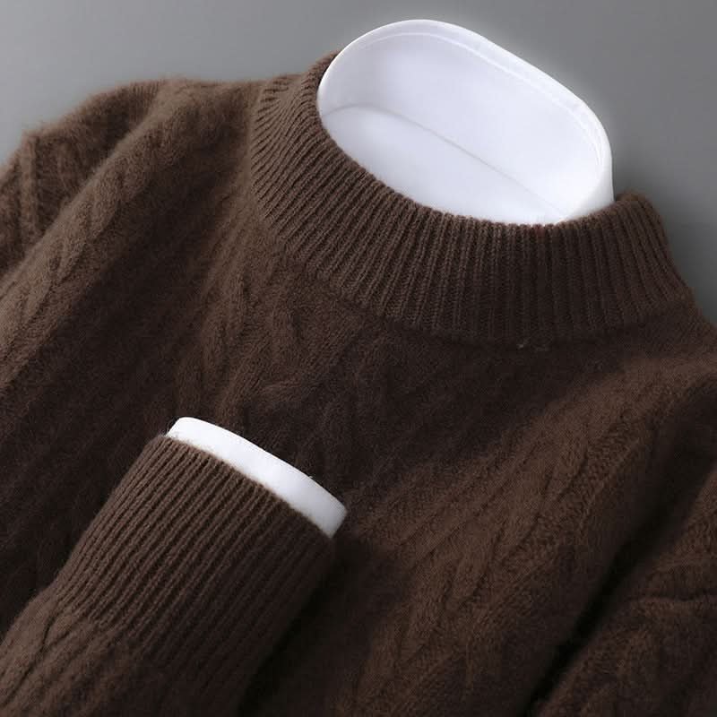 Women's Cable Knit Crew Neck Sweater | Lightweight Warm Classic Fit Side