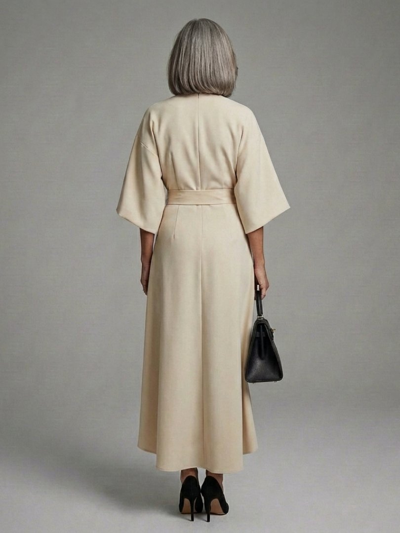 Women's Cape Sleeve Midi Dress | Asymmetric Hem Waist Detail Lifestyle