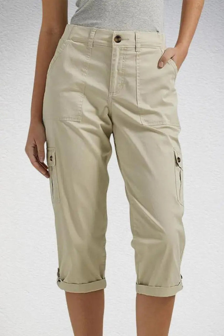 Women's Cargo Cropped Trousers | Relaxed Fit with Roll Up Hem Alternate