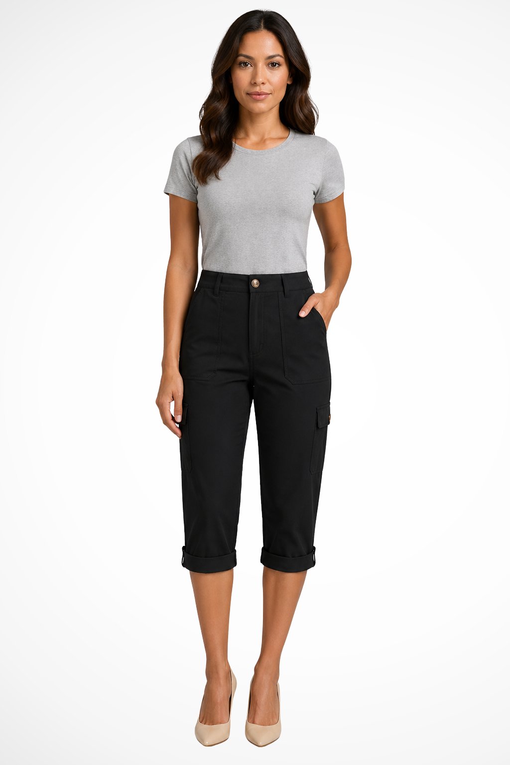 Women's Cargo Cropped Trousers | Relaxed Fit with Roll Up Hem Hero