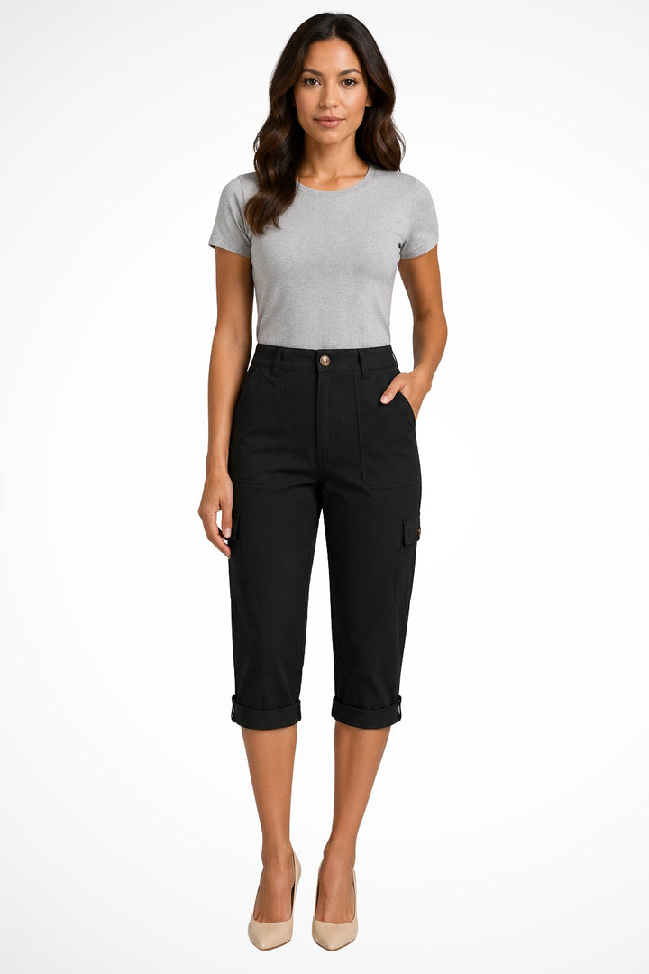 Women's Cargo Cropped Trousers | Relaxed Fit with Roll Up Hem Hero