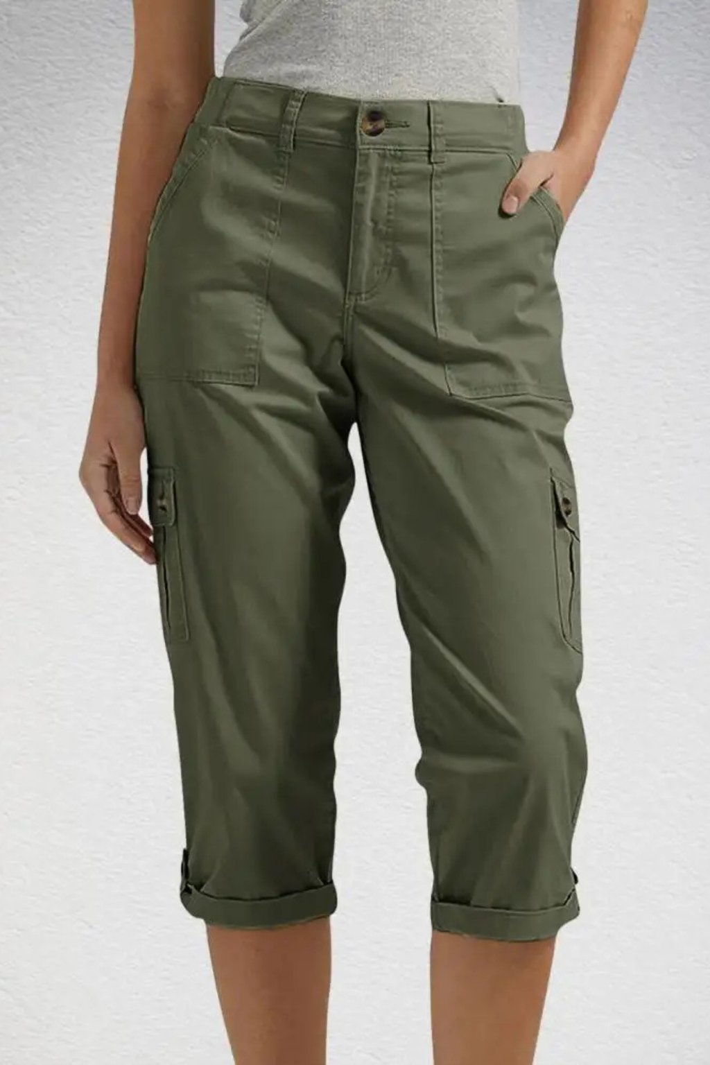 Women's Cargo Cropped Trousers | Relaxed Fit with Roll Up Hem View 11