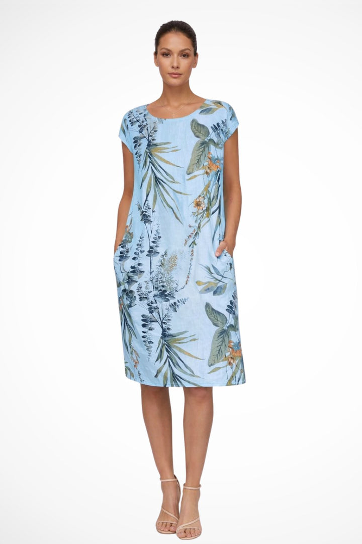 Women's Casual Relaxed Fit Summer Dress | Floral Print Sleeveless Angle