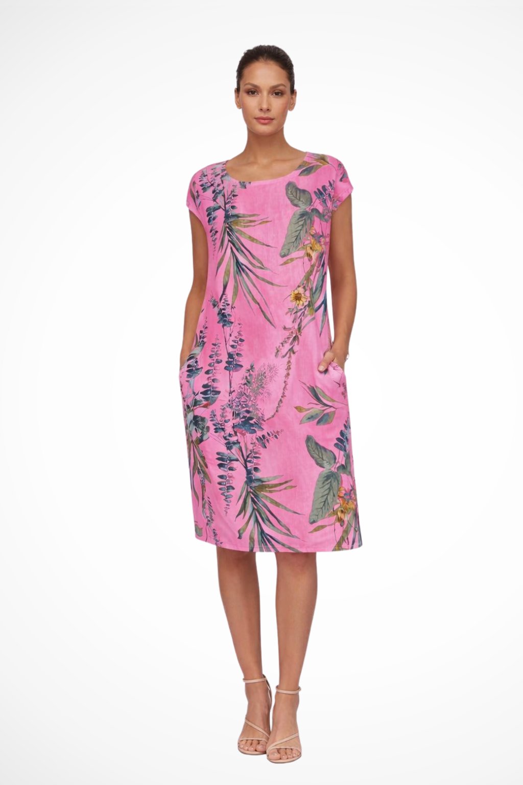 Women's Casual Relaxed Fit Summer Dress | Floral Print Sleeveless Back