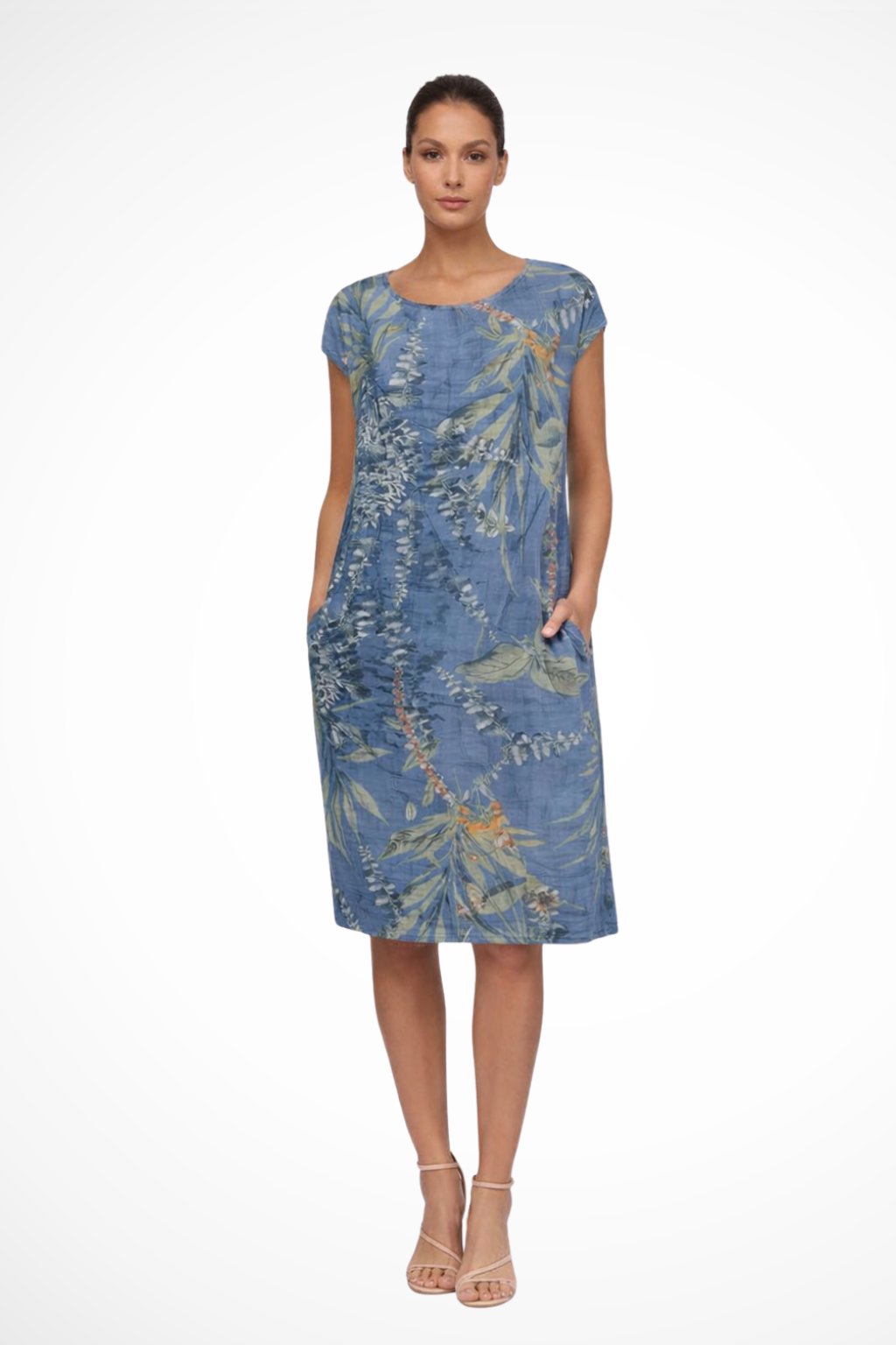 Women's Casual Relaxed Fit Summer Dress | Floral Print Sleeveless Side