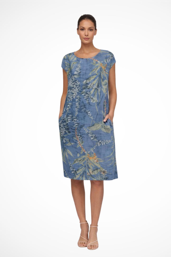 Women's Casual Relaxed Fit Summer Dress | Floral Print Sleeveless Side