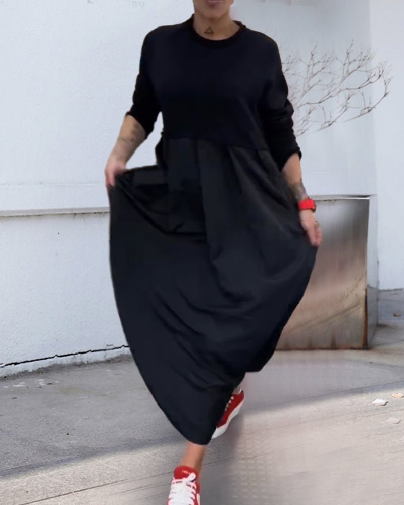 Women's Casual Solid Colour Maxi Dress | A-Line with Pocket Angle