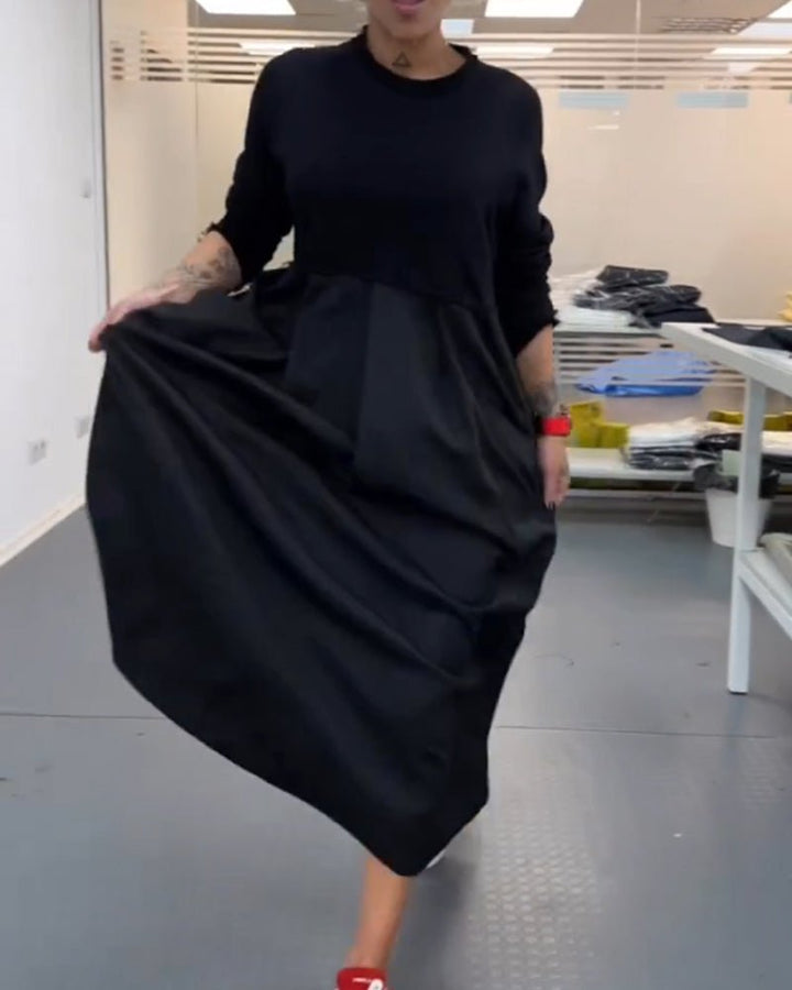 Women's Casual Solid Colour Maxi Dress | A-Line with Pocket Front