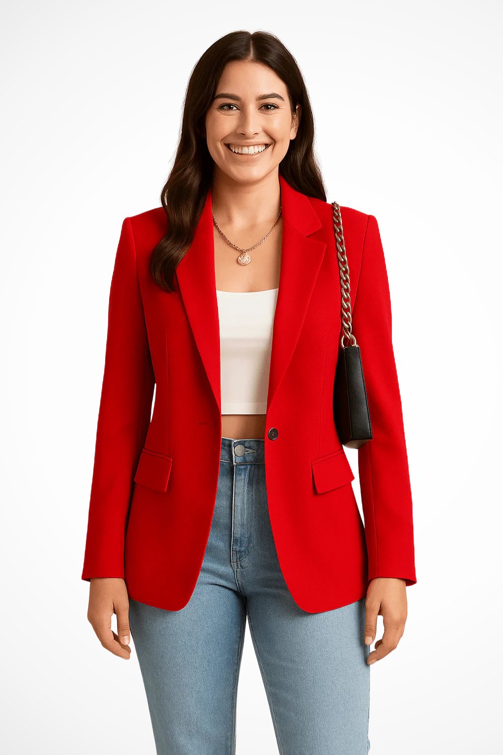 Women's Chic and Elegant Blazer | Single Button Tailored Fit Back