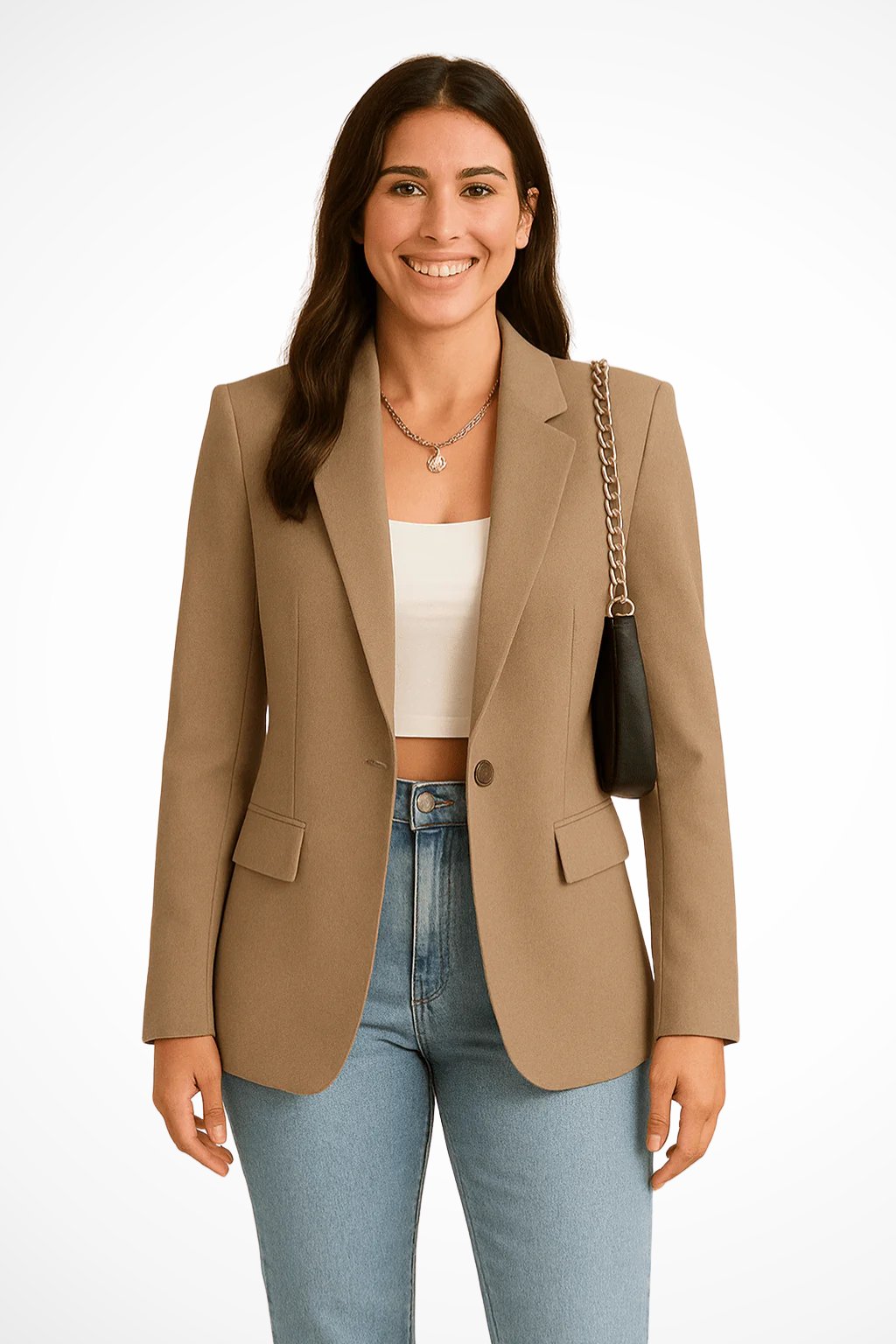 Women's Chic and Elegant Blazer | Single Button Tailored Fit Front
