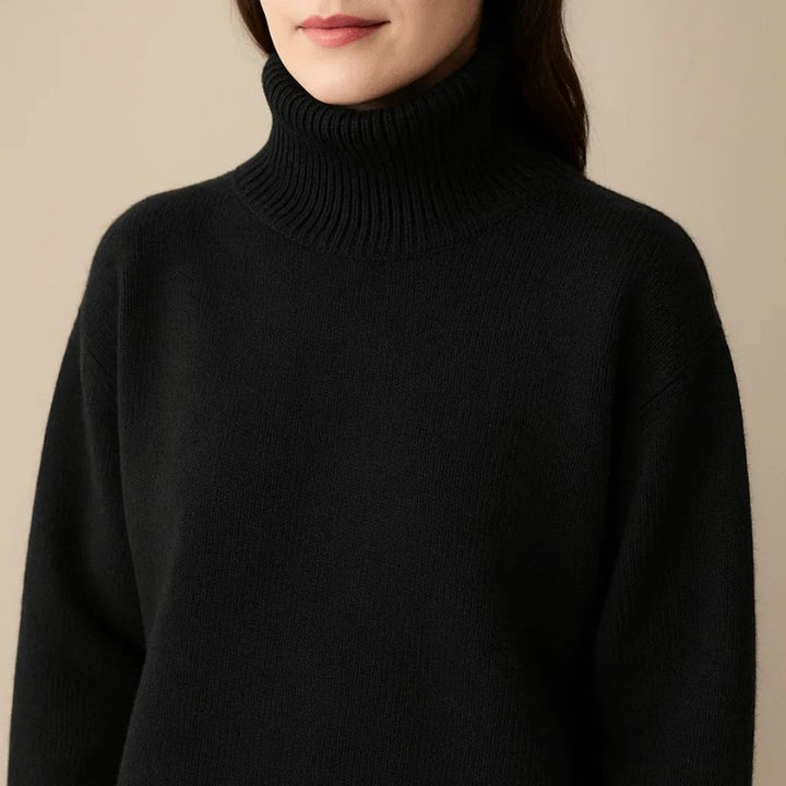 Women's Chunky Roll Neck Sweater | Oversized Relaxed Knit Fit Back