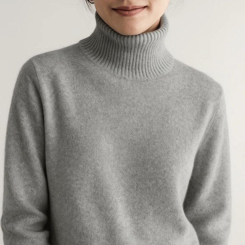 Women's Chunky Roll Neck Sweater | Oversized Relaxed Knit Fit Detail