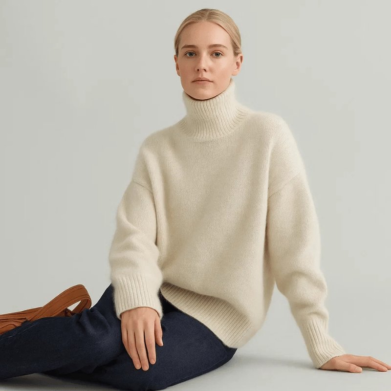 Women's Chunky Roll Neck Sweater | Oversized Relaxed Knit Fit Hero