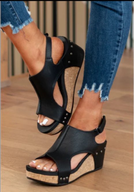 Women's Cork Wedge Slingback Sandals | Open Toe Platform Hero