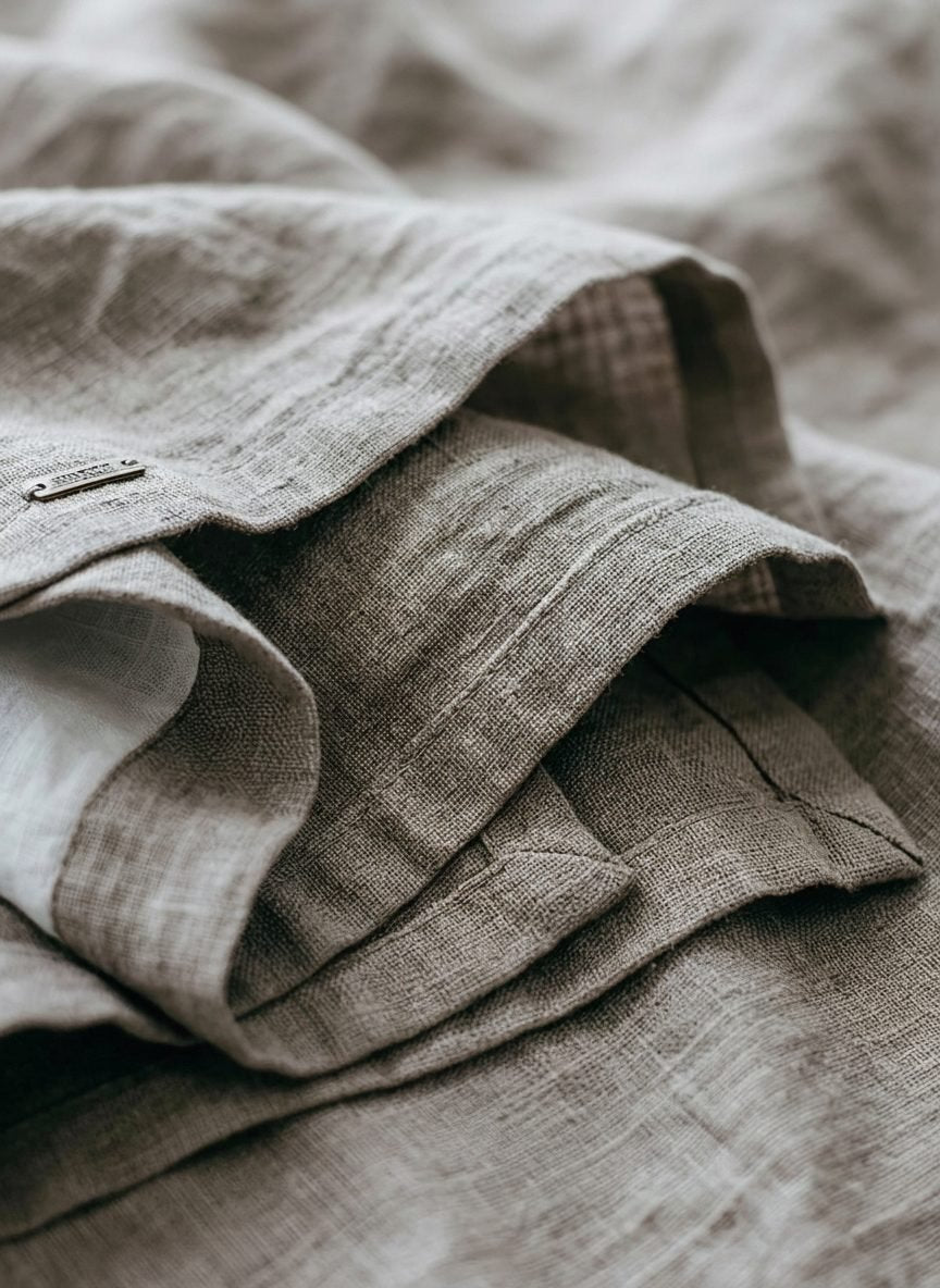 Women's Cotton Linen Henley Shirt | Long Sleeve V-Neck Relaxed Fit Back