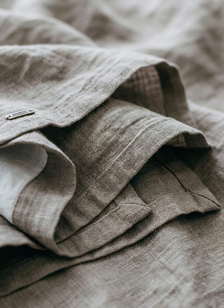 Women's Cotton Linen Henley Shirt | Long Sleeve V-Neck Relaxed Fit Back