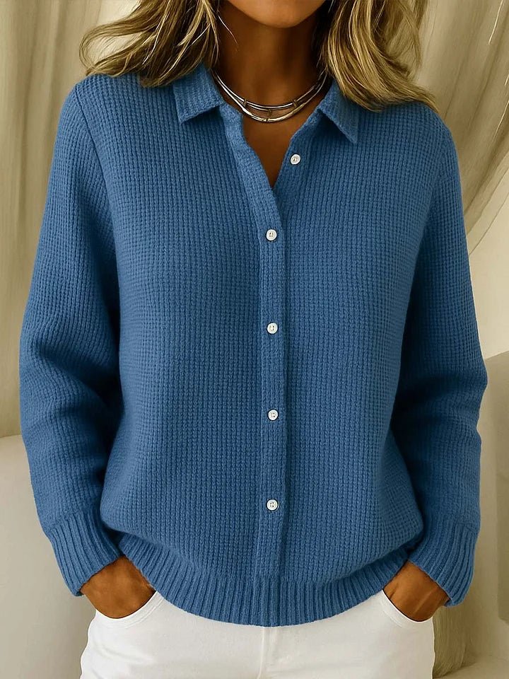 Women's Cozy Knit Cardigan | Elegant Longline Button Front Side
