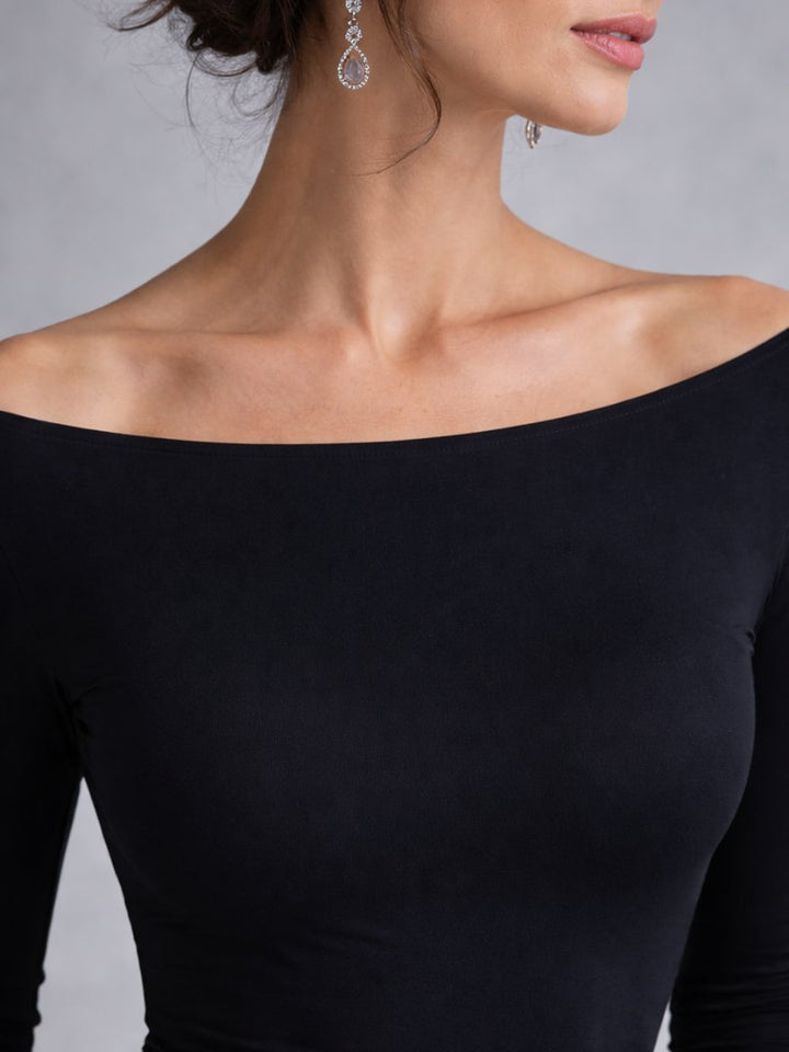 Women's Draped Maxi Dress | Long Sleeve with Flared Skirt Back