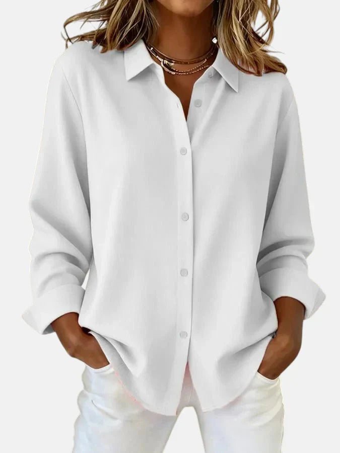 Women's Elegant Button Collar Blouse | Relaxed Everyday Fit Back