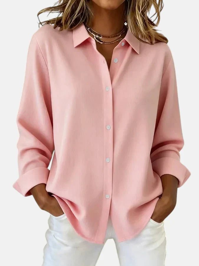 Women's Elegant Button Collar Blouse | Relaxed Everyday Fit Front