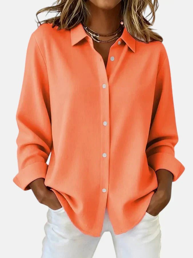Women's Elegant Button Collar Blouse | Relaxed Everyday Fit Side