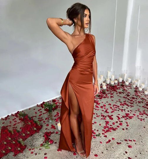 Women's Elegant Evening Maxi Dress | Wedding Guest One Shoulder Front