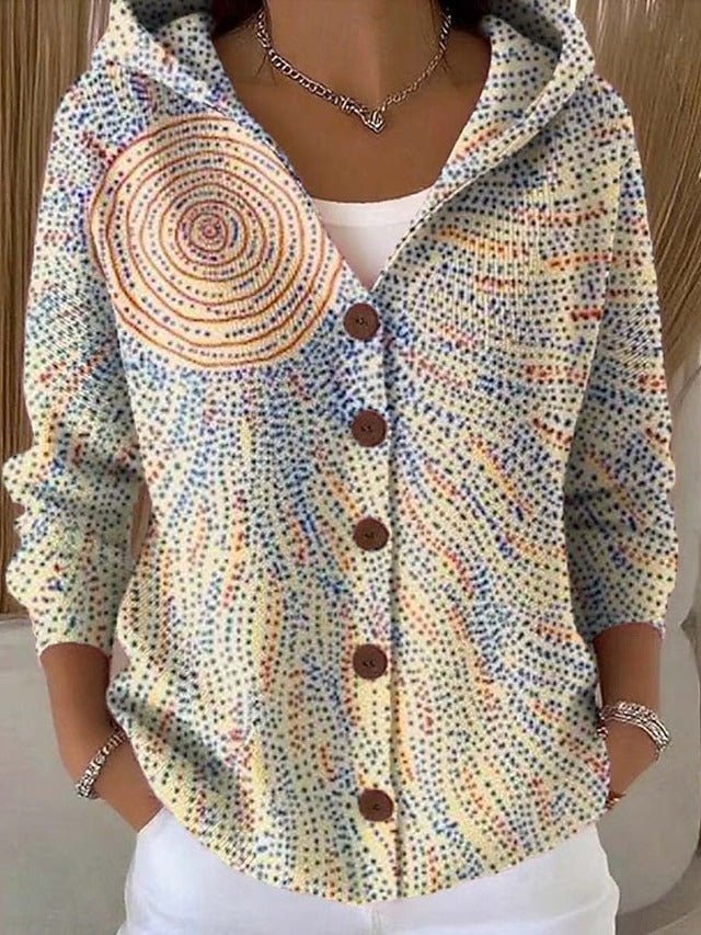 Women's Elegant Hooded Button Jumper | Soft Relaxed Fit Close Up