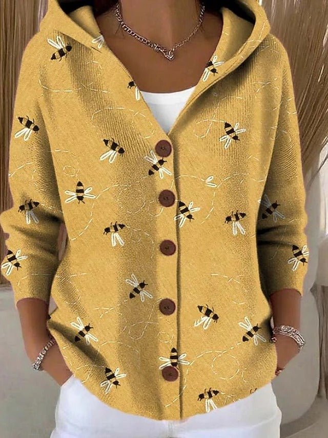 Women's Elegant Hooded Button Jumper | Soft Relaxed Fit Front