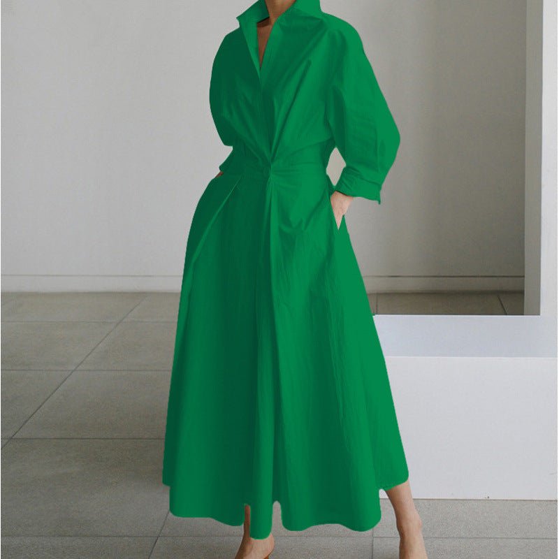 Women's Elegant Wrap Collar Maxi Dress | V-Neck Party Style Detail
