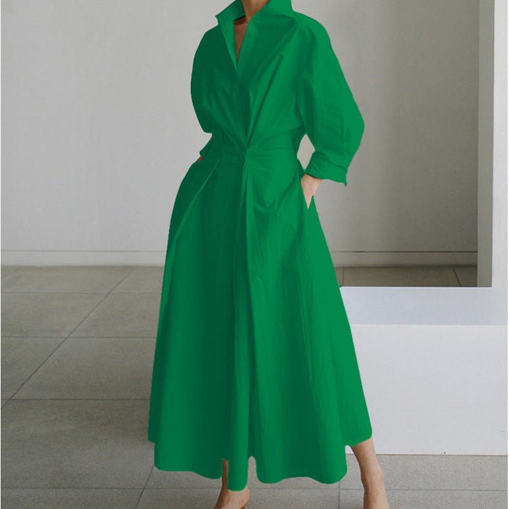Women's Elegant Wrap Collar Maxi Dress | V-Neck Party Style Detail