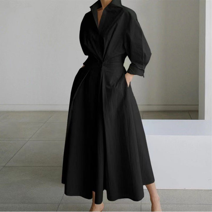 Women's Elegant Wrap Collar Maxi Dress | V-Neck Party Style Full
