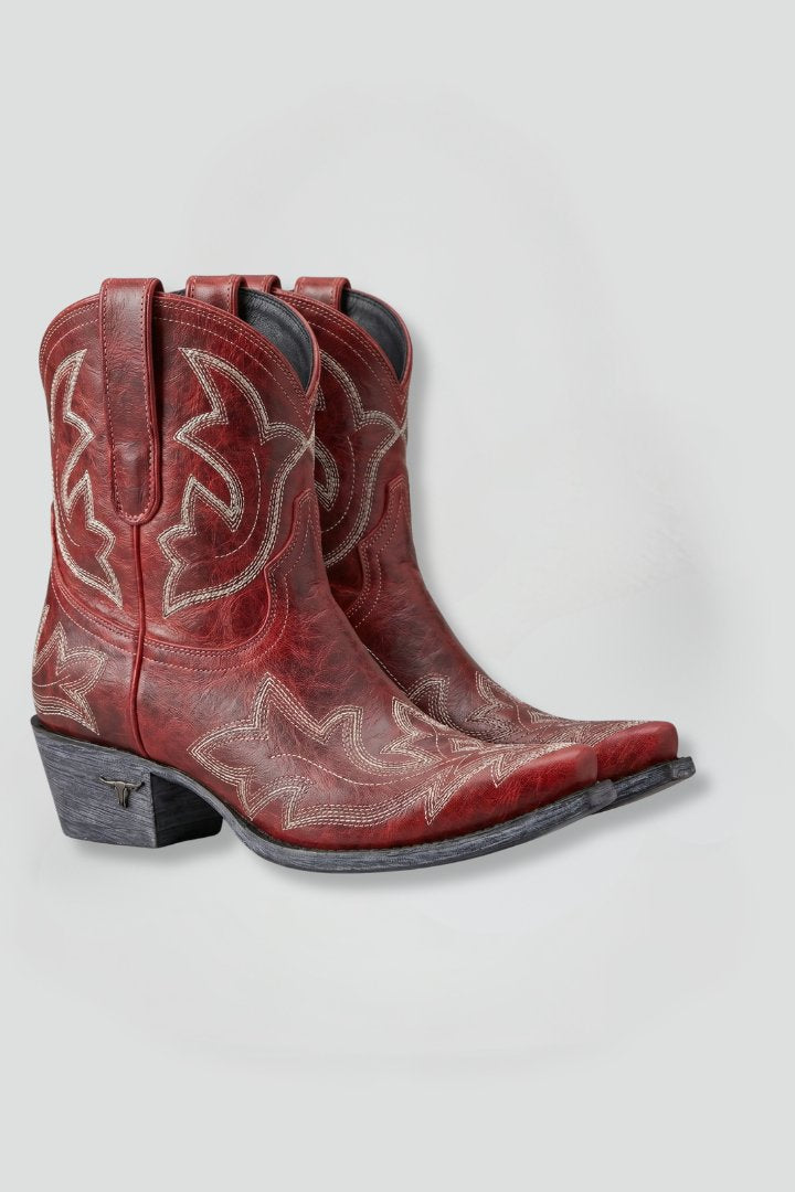 Women's Embroidered Boots | Western Mid-Calf Leather Pull On Hero