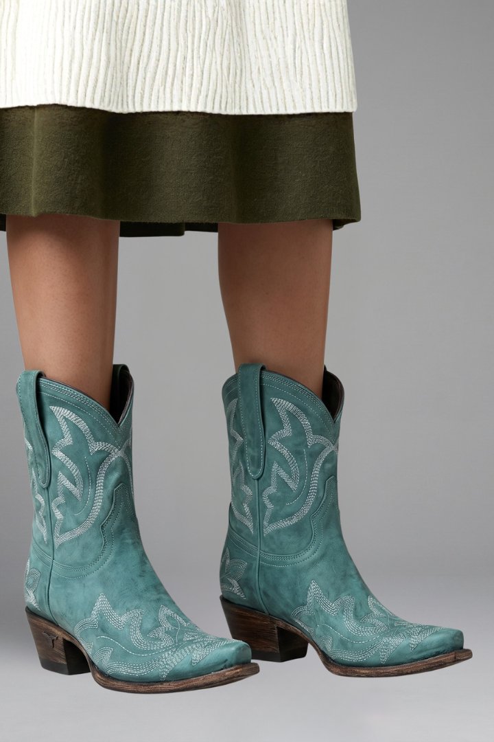 Women's Embroidered Boots | Western Mid-Calf Leather Pull On Lifestyle