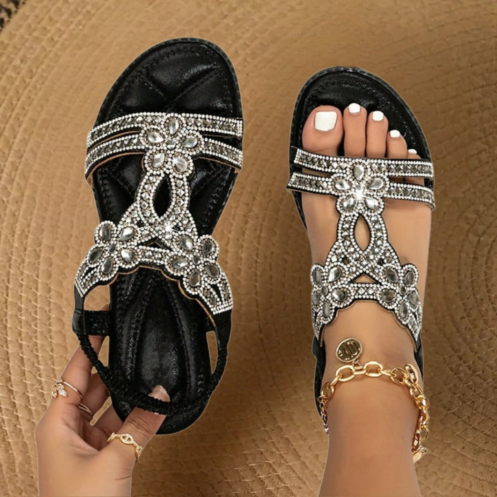 Women's Flat Summer Rhinestone Orthopedic Sandals Back